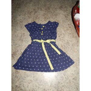 CARTER'S toddler girls 2T navy blue anchor print sailor dress with yellow belt